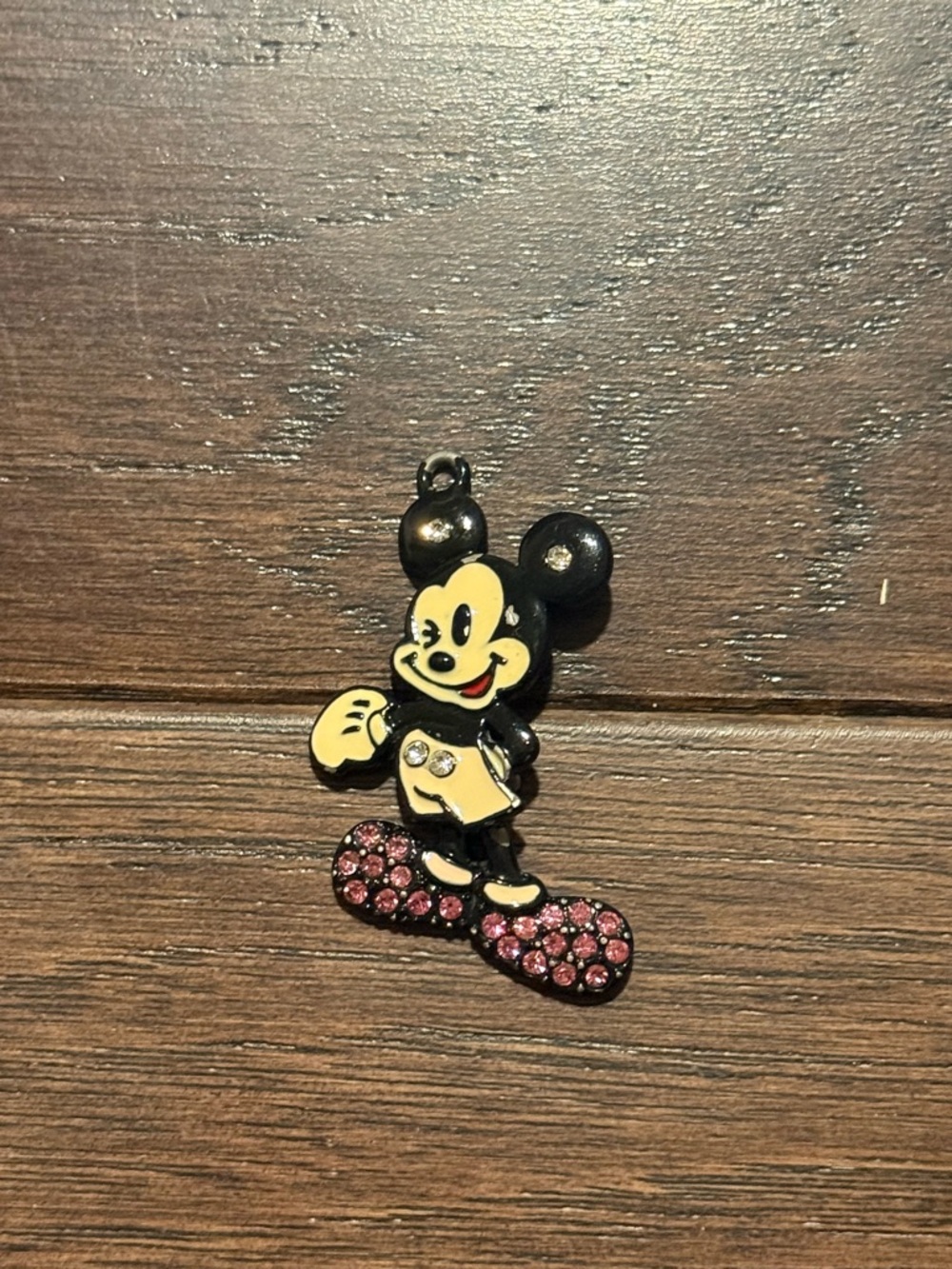 Rare Mickey Mouse Enamel Charm with Pink Rhinestones